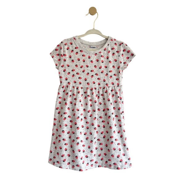 Old Navy Other - Old Navy Casual Grey Short Sleeve Dress with Red Strawberry Print | Girls 4T